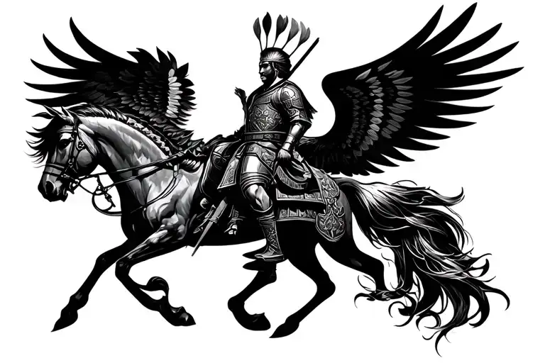 Polish Winged Hussar warrior tattoo design idea