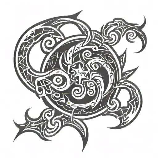 tribal logo from WWEs bloodline with space to add names tattoo design idea