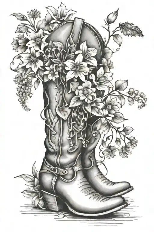 cowboy boot with wild flowers coming out of it  tattoo design idea