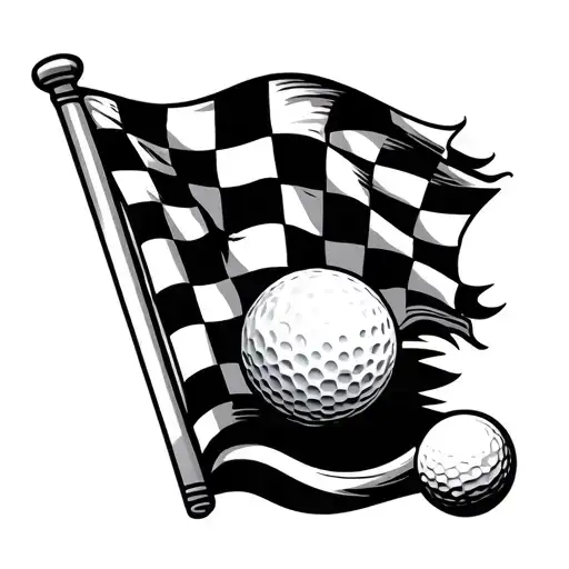 Checkered Flag with golf ball and tee tattoo design idea