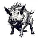 wild boar charging tattoo design idea