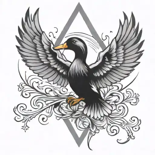 duck flying v shape made tattoo design idea