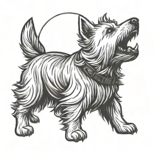 westie howling at the moon tattoo design idea