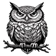 snow owl resting on a tree branch tattoo design idea