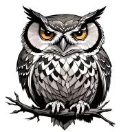 snow owl resting on a tree branch tattoo design idea