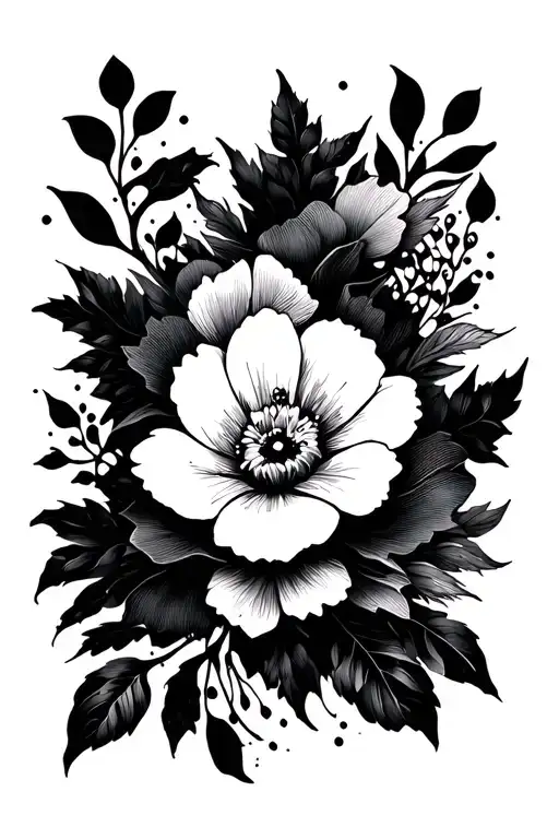 negative space black work floral sleeve tattoo tattoo design idea