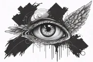 angel eye black shade aroun it with lines around it with Luke 6:37  tattoo design idea