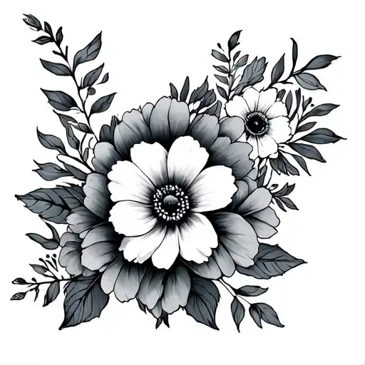 Flowers with Kristin and Brooklyn tattoo design idea