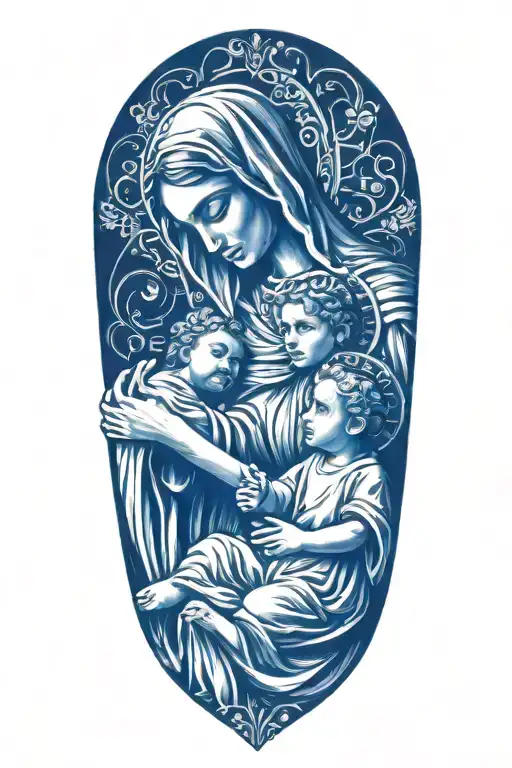 Mary holding jesus tattoo design idea
