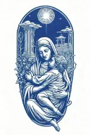 Mary holding jesus tattoo design idea