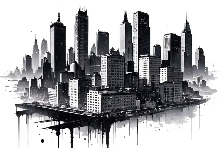Gotham City skyline tattoo design idea