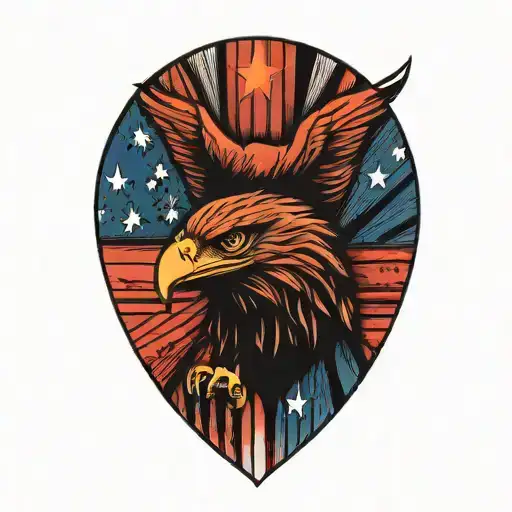 Flag and Eagle tattoo design idea
