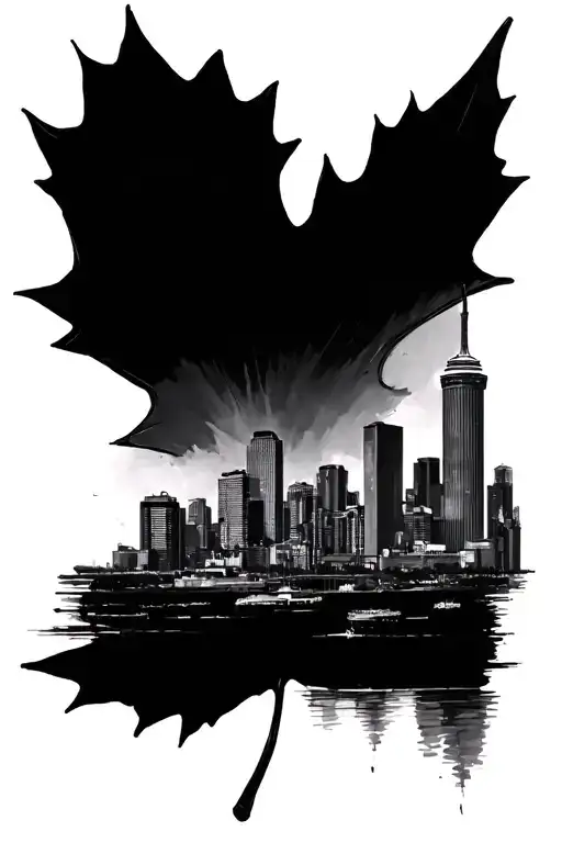 maple leaf with toronto skyline and philippines tattoo design idea