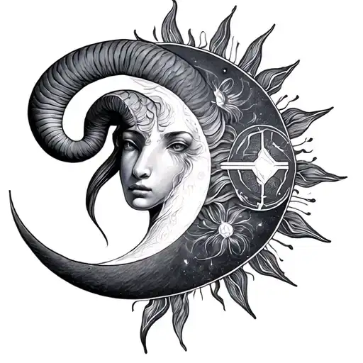 aries sun Sagittarius moon virgo rising symbols tattoo design idea