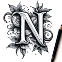 Cursive N tattoo design idea