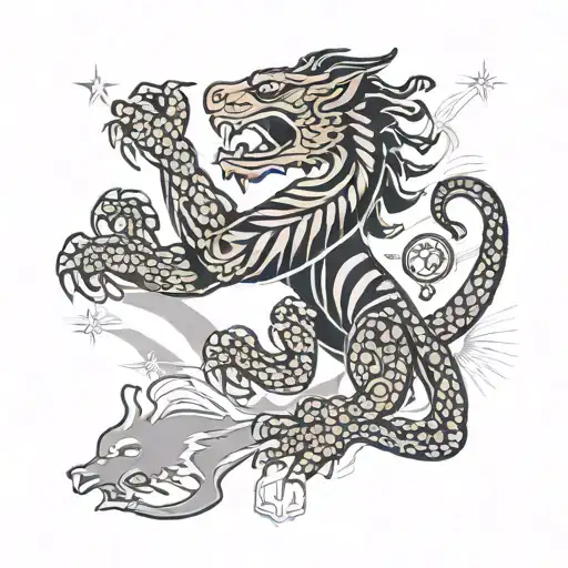 half burmese flag with burmas land outline with burmese python and chindits, other half with england flag 3 lions  tattoo design idea