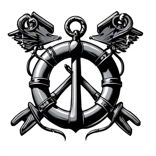 anchor, life preserver, f-14, aircraft carrier symbol combined tattoo design idea