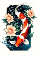 KOI Fish with Loto Flower Flowers tattoo design idea