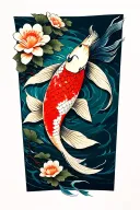 KOI Fish with Loto Flower Flowers tattoo design idea