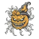 evil pumpkin  tattoo design idea