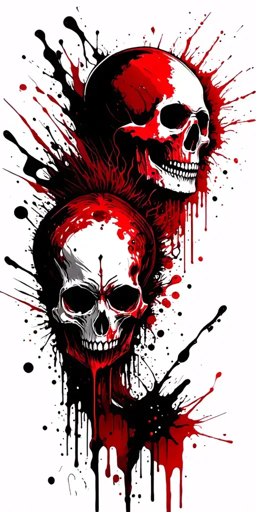 Skull and Blood and Zombi tattoo design idea