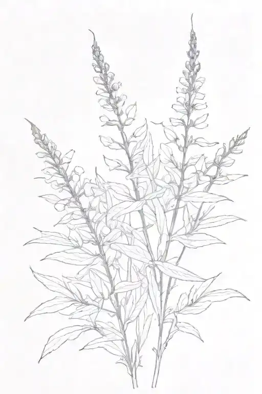 one branch of fireweed plant with blooms for the inner side of my arm. tattoo design idea