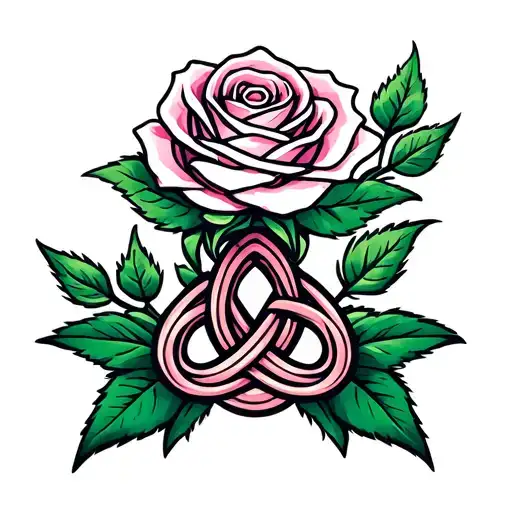 Women's Celtic Trinity Knot Tribal Sleave with Rose  tattoo design idea