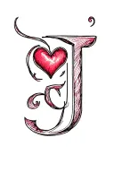 letter j with a heart  tattoo design idea