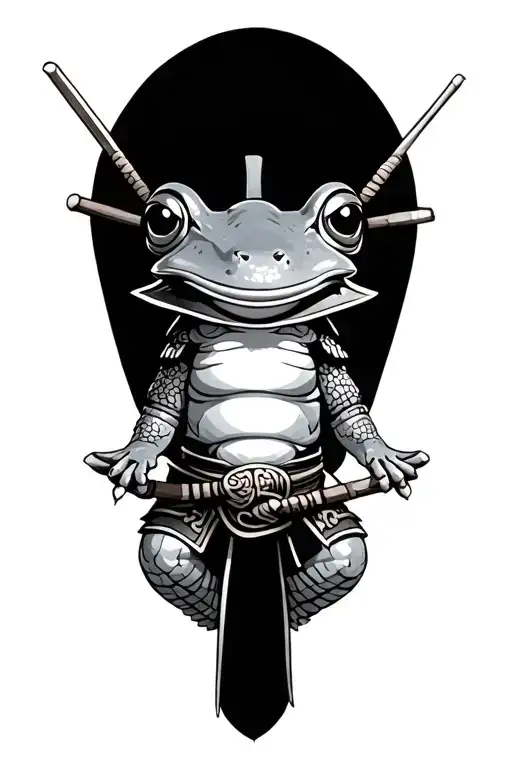 Samurai Frog tattoo design idea