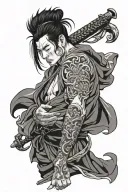 Samari holding a scroll forearm sleeve tattoo design idea
