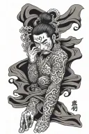 Samari holding a scroll forearm sleeve tattoo design idea