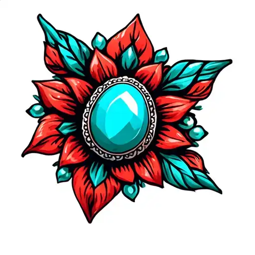 western turquoise and red jewlery  tattoo design idea