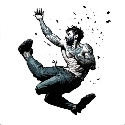 A man is falling. tattoo design idea