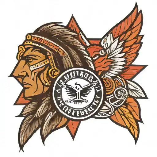 Air Force logo, indigenous person and cars tattoo design idea