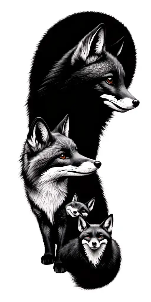 Fox Family 3 welpen tattoo design idea