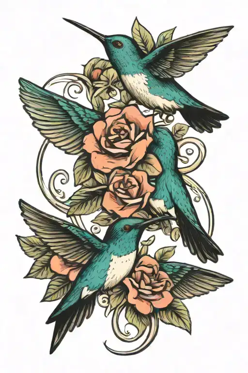 family hummingbird love infinity symbol intertwined tattoo design idea