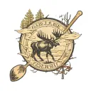 canoe paddle, moose antler, boundary wates map tattoo design idea