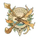 canoe paddle, moose antler, boundary wates map tattoo design idea