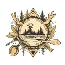 canoe paddle, moose antler, boundary wates map tattoo design idea