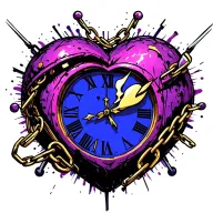 Heart clock chains tattoo design idea