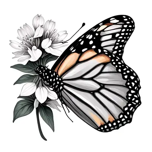 monarch butterfly and milkweed tattoo design idea