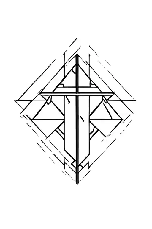 coptic cross surrounded by egyptian pyramids tattoo design idea