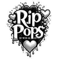"RiP PoPs 10•18•55-02•10•23" hearts and tear drops falling tattoo design idea
