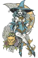 moon witch tattoo design idea