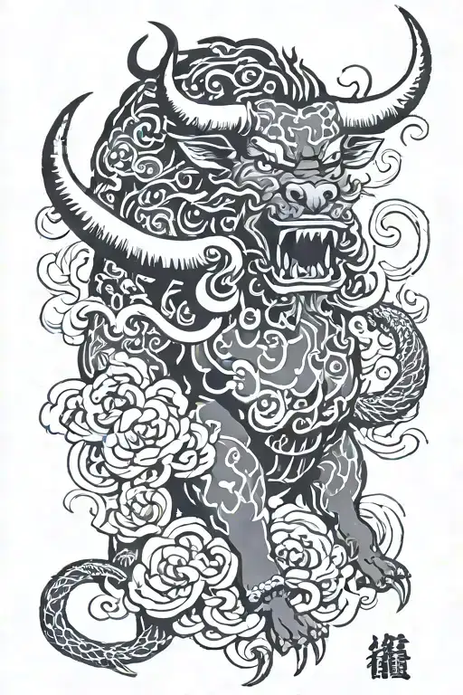 fire ox tattoo design idea