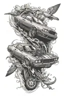 car drifting tattoo design idea