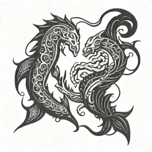 Aquarius And Cancer tattoo design idea