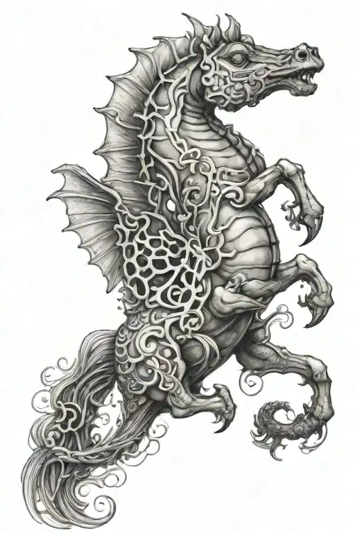 sea horse galloping tattoo design idea