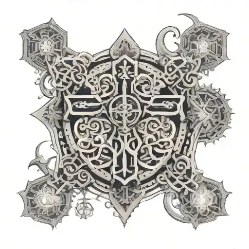 DMT molecule merging with a Christian cross combined with stoic images.  tattoo design idea