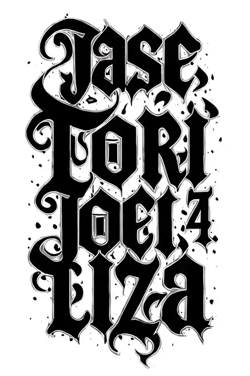 "Jase, Tori, Kat, Joe, liza " Arabic Calligraphy tattoo design idea